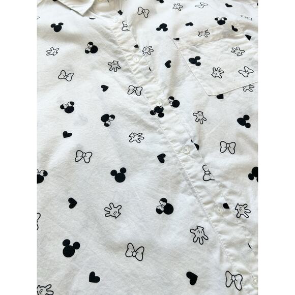 Disney Minnie & Mickey Mouse Medium White Button Down Sleep Shirt Dress - Picture 2 of 4